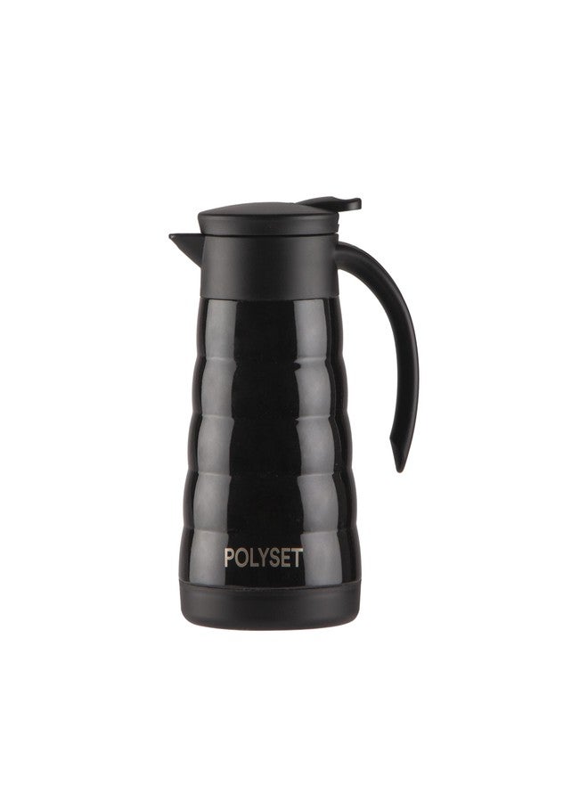 Polyset Glitz Vacuum Insulated Stainless Steel Flask, Water, Beverage, Travel Bottle, Jug, Airpot, Coffee, Tea Pot (1 Year Warranty) (Black, 600 ml, Glitz) - Image 1